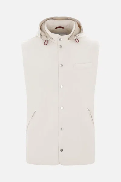 Brunello Cucinelli Water-resistant Vest With Detachable Hood In White