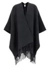 Brunello Cucinelli Reversible Fringed Poncho In Gray
