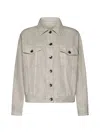 Brunello Cucinelli Linen-blend Denim Jacket In Beige