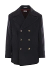 Brunello Cucinelli Double-breasted Coat In Black+black