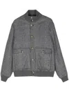 Brunello Cucinelli Checked Bomber Jacket In Blue