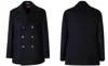 Brunello Cucinelli Navy Blue Double Flannel Caban Blazer In Black