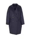 Brunello Cucinelli Cashmere Double-breasted Coat In Blue