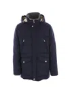 Brunello Cucinelli Quilted Padded Shell Hooded Down Parka In Blue+linseed