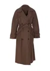 Brunello Cucinelli Trench Coat Belted V-neck Collar In Brown