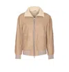 Brunello Cucinelli Men Suede Shearling Curly Bomber In Brown