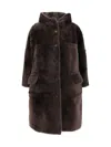 Brunello Cucinelli Reversible Fur Coat With Hood And Pockets In Brown