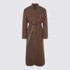 Brunello Cucinelli Waist Belted Long Length Textured Fabric Coat In Brown