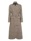 Brunello Cucinelli Wrap Front Belted Coat In Brown