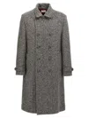 Brunello Cucinelli Men One-and-a-half-breasted Coat In Herringbone Virgin Wool In Cuf82