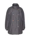 Brunello Cucinelli Double-breasted High Neck Down Jacket In Gray