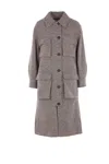Brunello Cucinelli Virgin Wool And Silk Diagonal Coat In Gray
