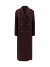 Brunello Cucinelli Hand-crafted Coat In Cashmere Double Beaver Cloth With Monili Clothing In Burgundy
