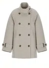 Brunello Cucinelli Double Worked Caban In Virgin Wool And Cashmere Cloth With Shiny Cuff Details Clo In Gray