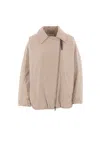 Brunello Cucinelli Off-centre Zip Padded Jacket In Wheat Stalk
