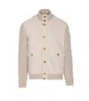 Brunello Cucinelli High Neck Knitted Jacket Pockets In Neutral