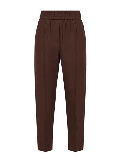 Brunello Cucinelli Women Cocoa Baggy Pull-up Trousers In Brown