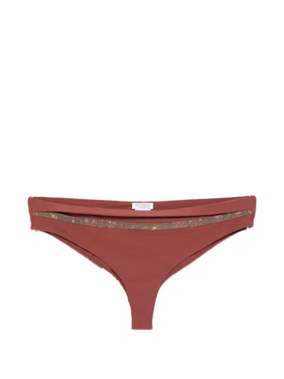 Brunello Cucinelli Cocoa Embellished Bikini Bottoms In Brown