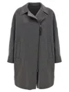 Brunello Cucinelli Shiny Zipper Pull Coat Coats And Trench Coats Gray In Gray
