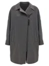 Brunello Cucinelli Shiny Zipper Pull Coat Coats And Trench Coats Gray In Gray