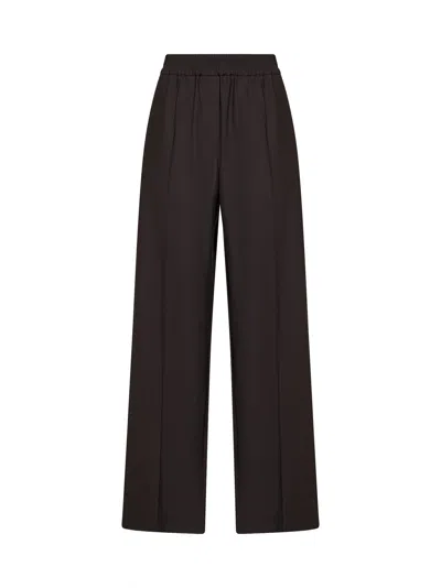 Brunello Cucinelli Coffee Tropical Luxury Wool Loose Track Trousers In Brown