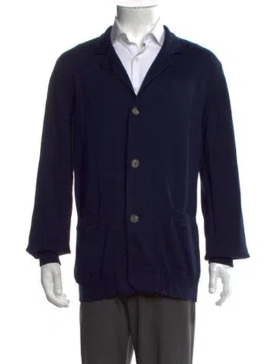 Pre-owned Brunello Cucinelli Collar Long Sleeve Cardigan In Blue