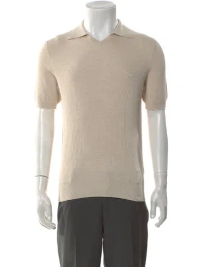 Pre-owned Brunello Cucinelli Collar Short Sleeve Polo Sweater In Neutral