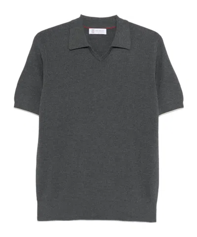Brunello Cucinelli Collar T-shirt In Gray