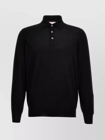 Brunello Cucinelli Collared Knit Polo Shirt In Black
