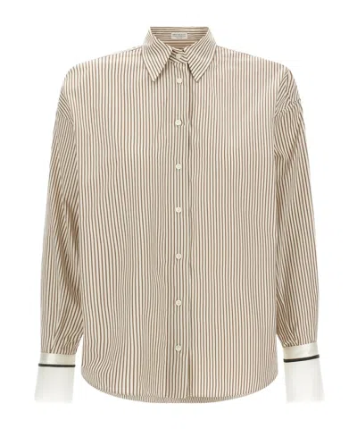 Brunello Cucinelli Collared Long-sleeve Shirt In Neutral