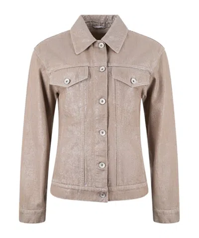 Brunello Cucinelli Collared Long-sleeved Casual Jacket In Nude