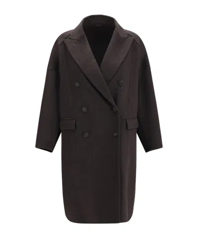Brunello Cucinelli Collared Long-sleeved Coat In Black