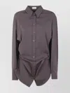 Brunello Cucinelli Collared Neck Long Sleeves Pleated Back Detail In Brown