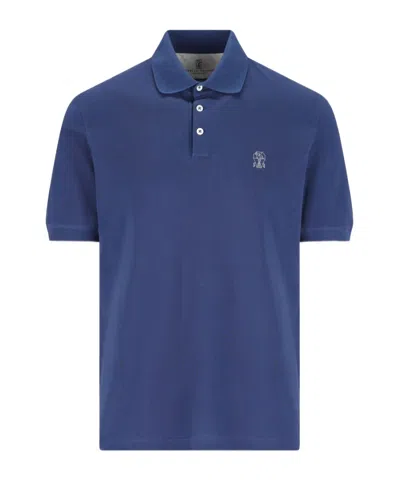 Brunello Cucinelli Collared Short-sleeve Polo Shirt In Blue