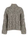 Brunello Cucinelli Women Wool And Cashmere Sweater With Sequins In Neutral