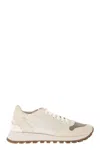 Brunello Cucinelli Bead-embellished Nylon And Suede Sneakers