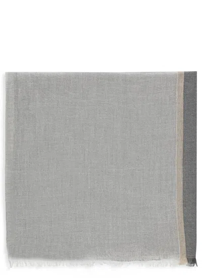 Brunello Cucinelli Colorblock Cashmere And Silk Scarf In Gray