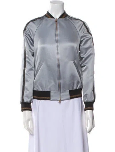 Pre-owned Brunello Cucinelli Colorblock Pattern Bomber Jacket In Blue