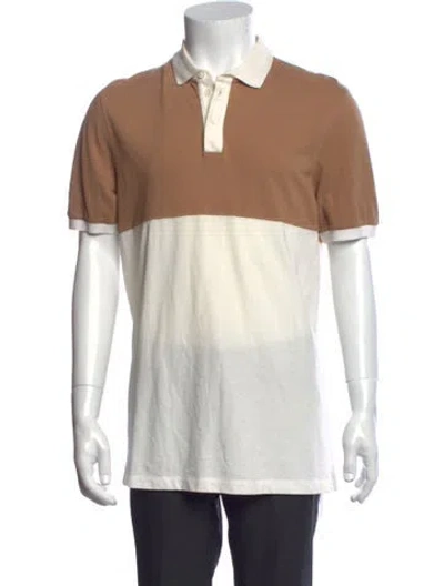 Pre-owned Brunello Cucinelli Colorblock Pattern Collar Polo Shirt In Neutrals