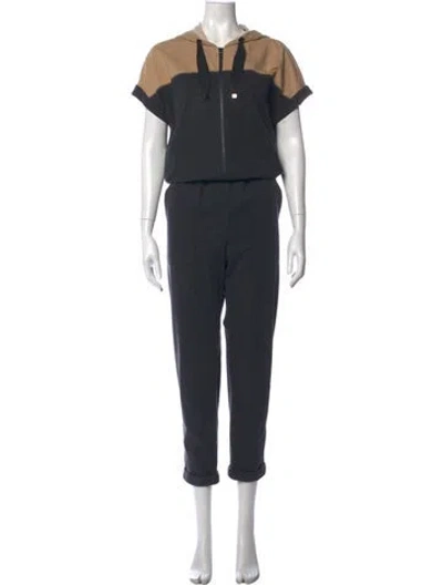 Pre-owned Brunello Cucinelli Colorblock Pattern Crew Neck Jumpsuit In Grey