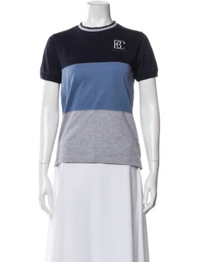 Pre-owned Brunello Cucinelli Colorblock Pattern Crew Neck T-shirt In Multi