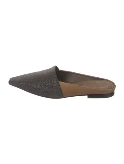 Pre-owned Brunello Cucinelli Colorblock Pattern Mules W/ Tags In Silver