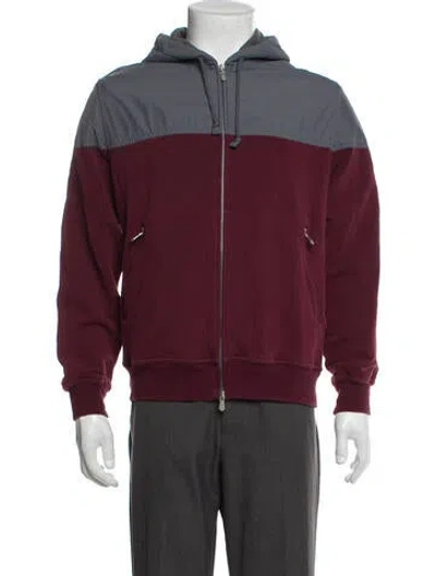 Pre-owned Brunello Cucinelli Colorblock Pattern Windbreaker In Burgundy