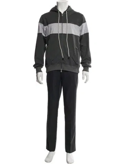 Pre-owned Brunello Cucinelli Colorblock Pattern Windbreaker In Gray