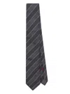Brunello Cucinelli Striped Silk Tie In Grey