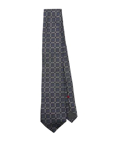 Brunello Cucinelli Patterned-jacquard Silk Tie In Grey