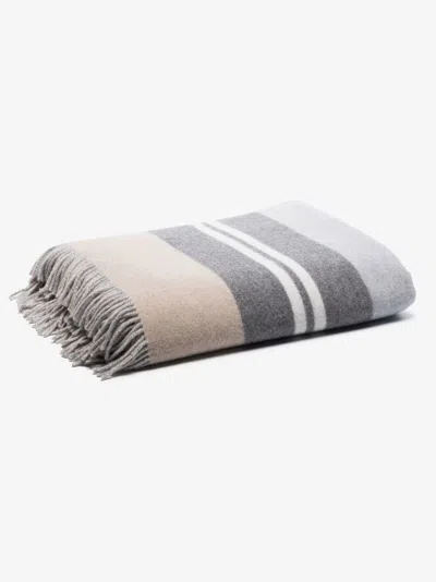 Brunello Cucinelli Colour-block Cashmere Blanket In Grey