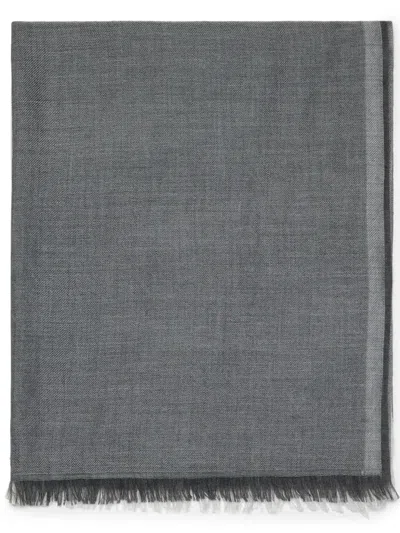 Brunello Cucinelli Men's Cashmere And Silk Color Block Scarf In Lead