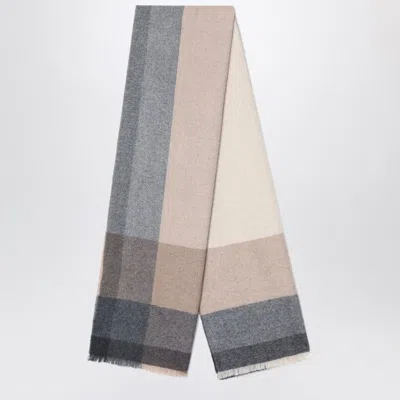BRUNELLO CUCINELLI COLOUR-BLOCK SCARF IN WOOL AND CASHMERE