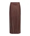 Brunello Cucinelli Column Back-split Leather Midi Skirt In Red